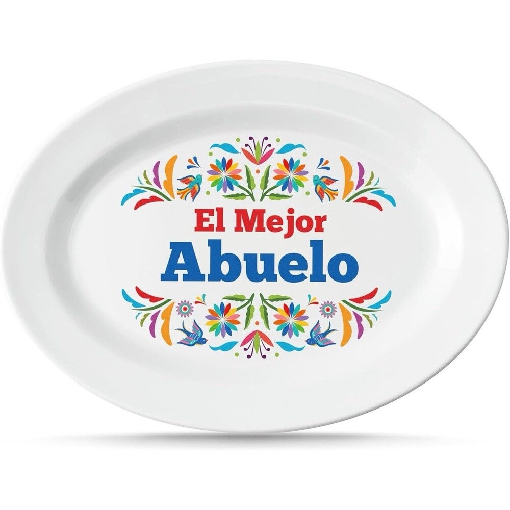 Spanish Abuelo Gift - El Mejor Abuelo Oval Platter in Spanish